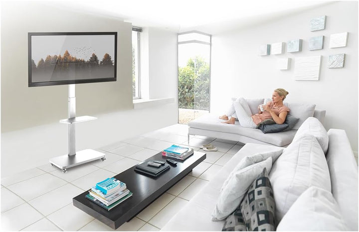 myWall HP108WL Standfuss für Flachbildschirme 37“ - 75“ (94-190 cm), Belastung bis 40 kg, weiss 20 J