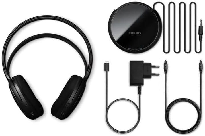 Philips SHD6000BK TV-Kopfhörer mit 30 Stunden Batterie, 30 m Reichweite, digitaler 2,4-GHz-Verbindun