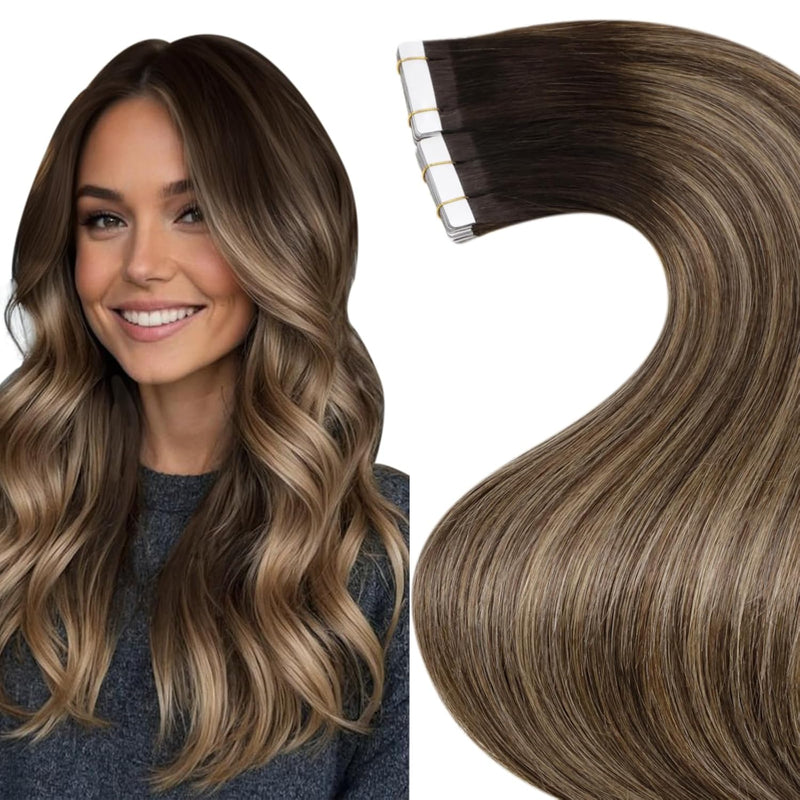 Hetto Tape in Extensions Echthaar Balayage Tape Extensions Echthaar Seidig Haarverlängerung Tape Ech