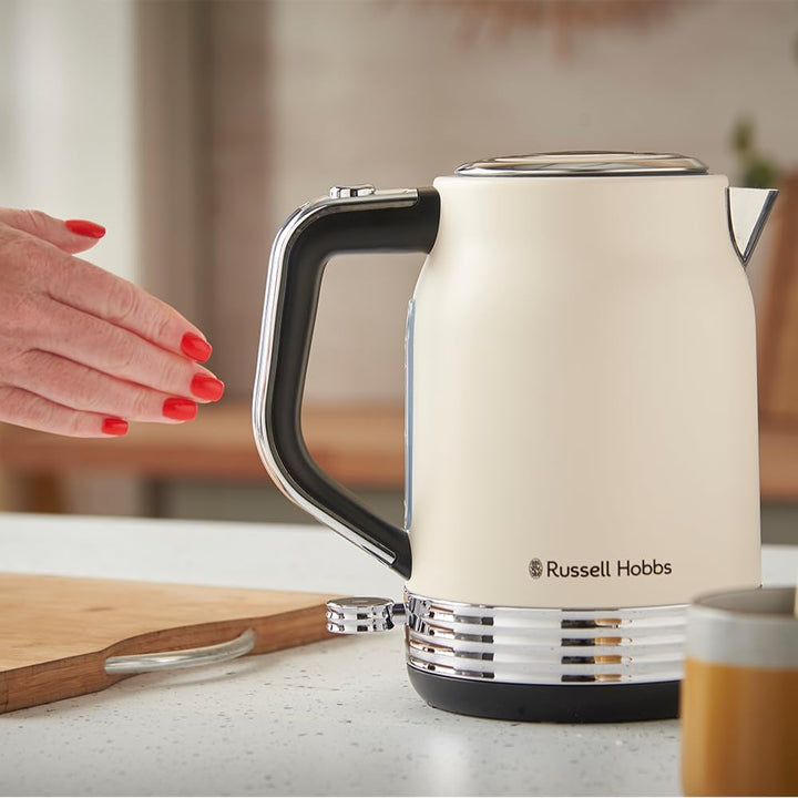 Russell Hobbs Wasserkocher [1,7L, 2400W] Hanley Retro Jasmine (Edelstahl, Vintage Design, Perfect Po