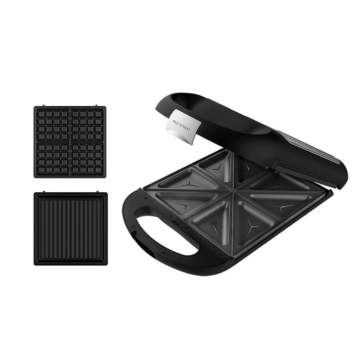 Cecotec Sandwichmaker Rock´nToast Family 3in1. Für 4 Sandwiches in Edelstahlausführung, 1500 W Leist