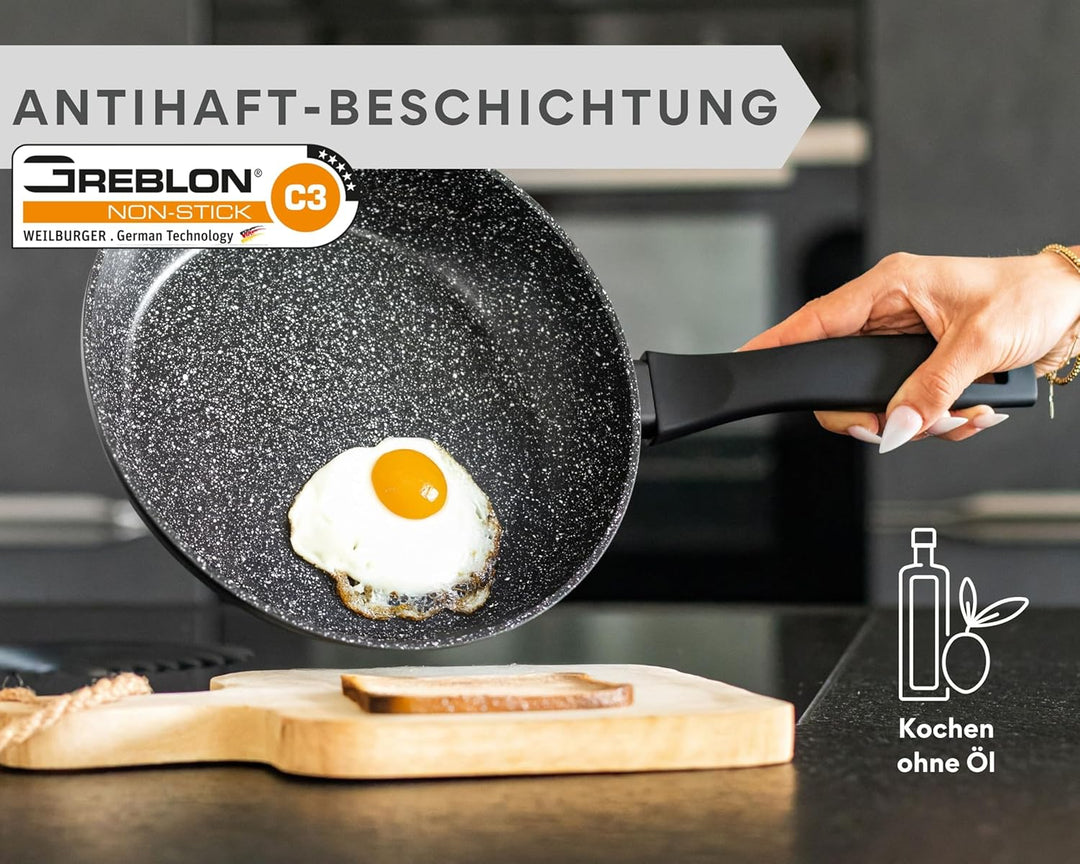 DIVORY Bratpfanne 24cm Induktion – Antihaft Beschichtete grosse Universalpfanne für alle Herdarten -