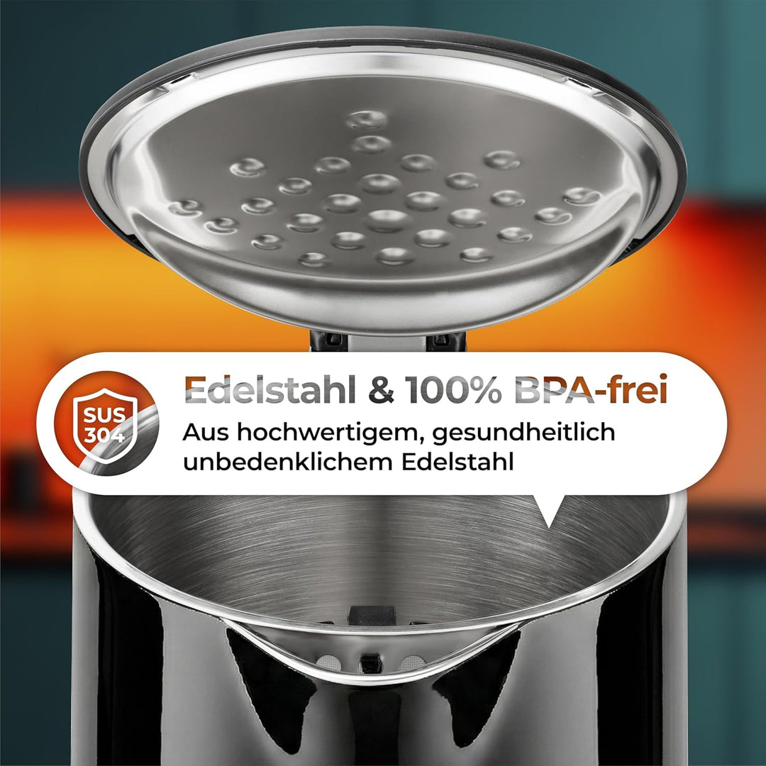 aeco AQA PRO elektrischer Wasserkocher Edelstahl Tee-Kocher Teebereiter electric kettle tea-maker bo