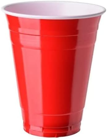 100 Stück Rote Partybecher; Wiederverwendbare Getränkebecher Red Cups Beer-Pong Saufbecher Trinkbech