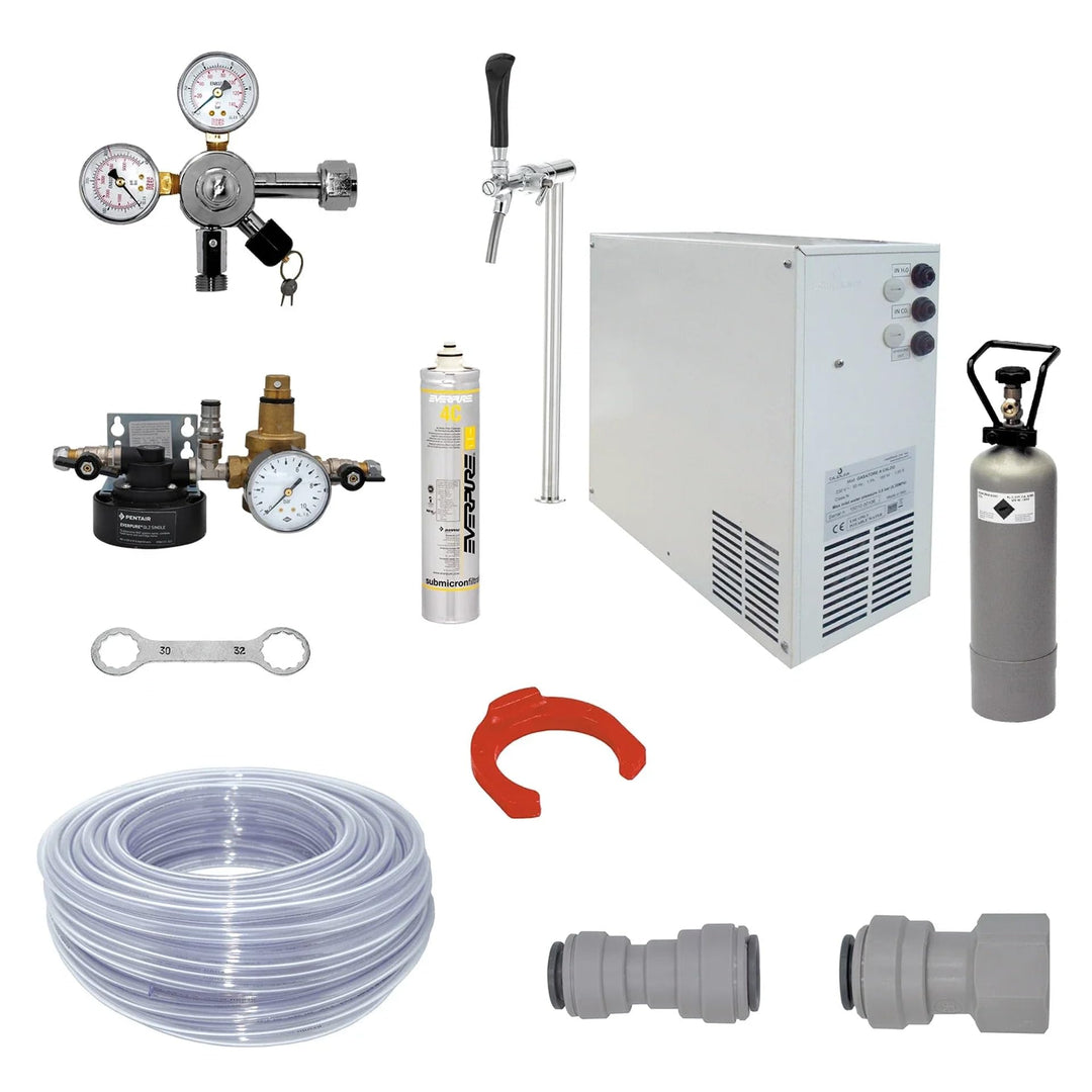 Blupura Komplettset Wassersprudler Wasserspender Warmkarbonator - Sprudelndes Wasser mit Edelstahl,