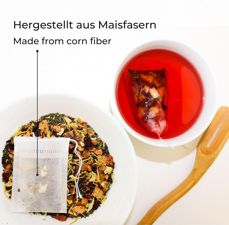 Teefilter | Maisstärke leerer Teebeutel für Kräutertee, Aufguss, Pflanzen und Gewürze | Biologisch a