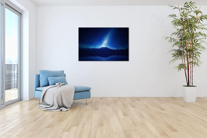 deyoli Erhellter Nachthimmel Format: 80x60 als Leinwandbild, Motiv fertig gerahmt auf Echtholzrahmen