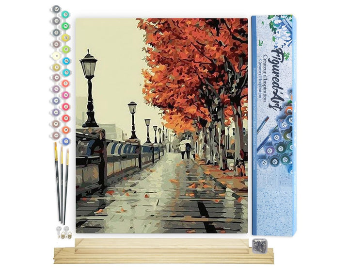 Figured'Art Malen Nach Zahlen Erwachsene Mit Rahmen Spaziergang am Quai Herbst - Paint by Numbers Ba