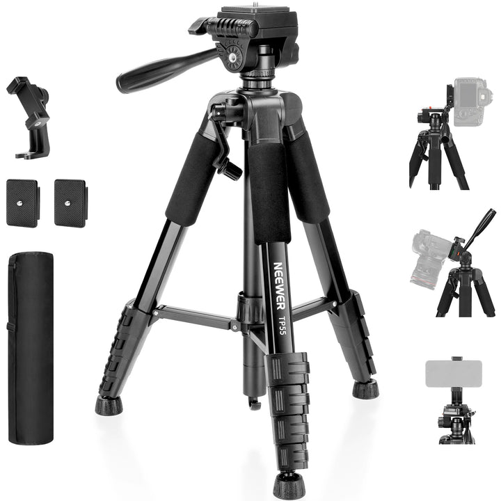 NEEWER Basics Kamera Stativ, 71'' Tripod mit Handyhalterung, kompatibel mit iPhone für Videoaufnahme