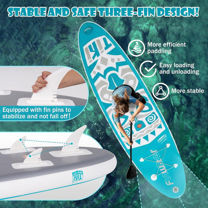 FunWater Aufblasbares Stand Up Paddle Board 10'–11'SUP Set mit Paddel & Pumpe, rutschfestes Eva-Deck