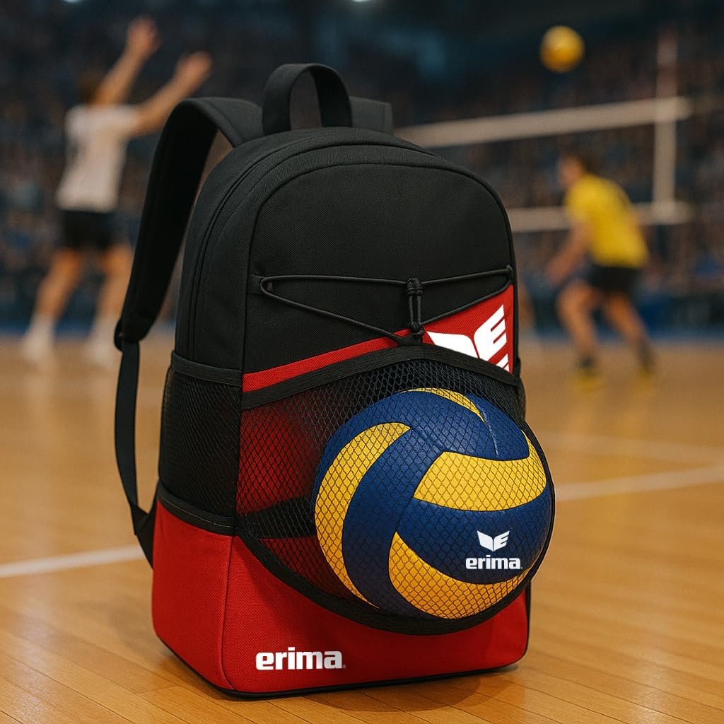 Erima Unisex Six Wings Rucksack mit Bodenfach (1er Pack) Einheitsgrösse Rot/Schwarz, Einheitsgrösse