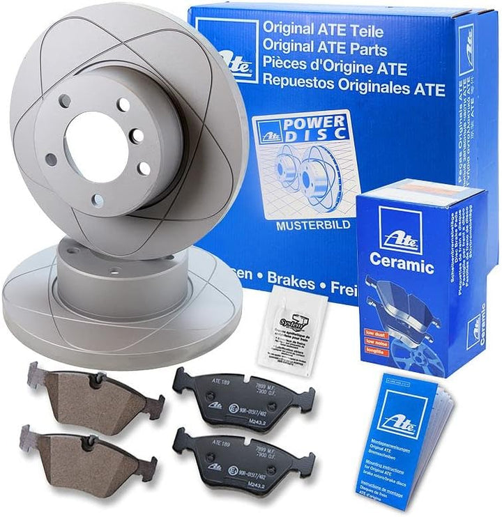 ATE Bremsenset Hinterachse inkl. Power Disc Bremsscheiben Hinten Ø 245 mm Voll und Ceramic Bremsbelä