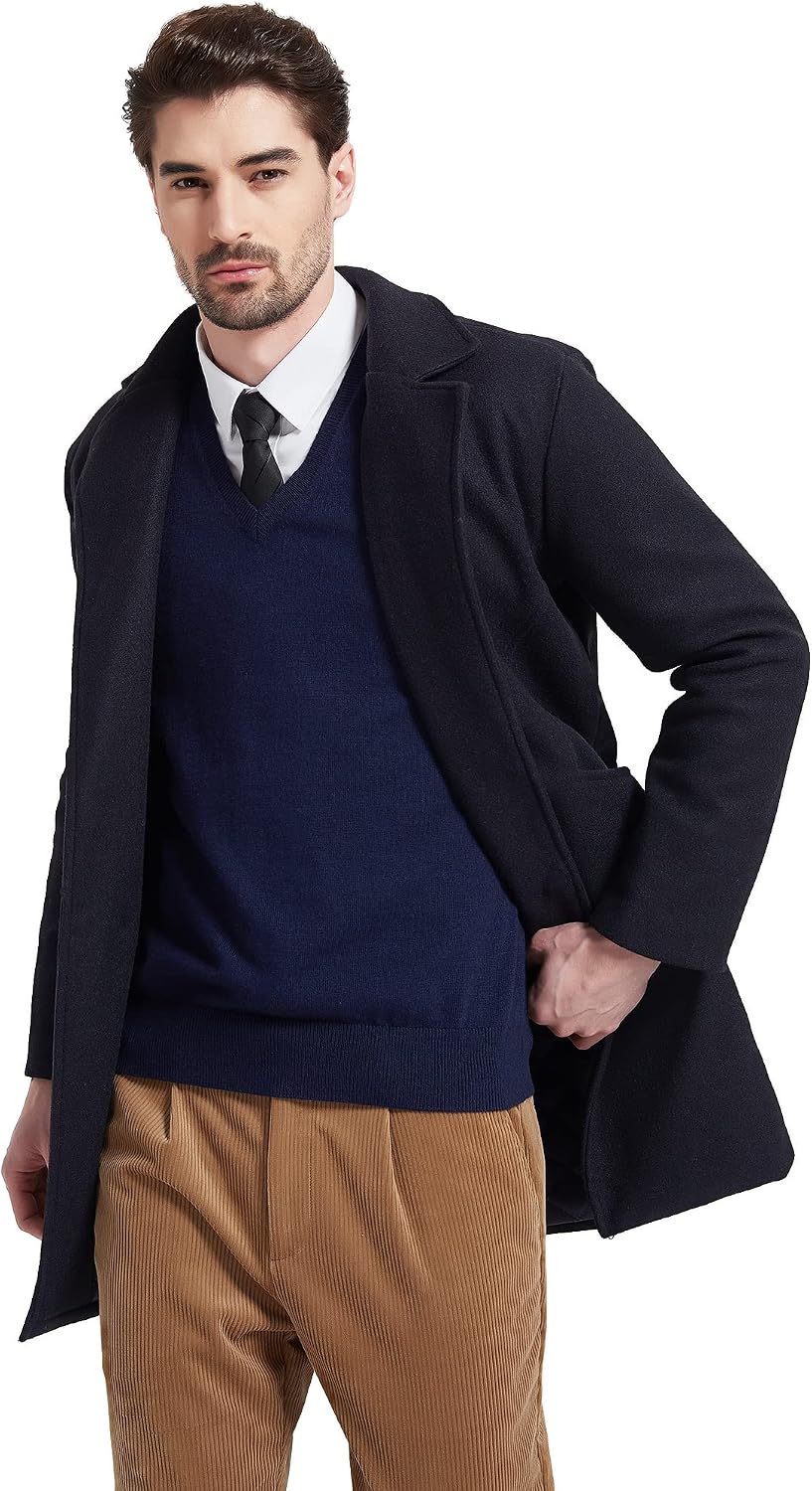 Kallspin Herren Pullunder-Strickweste aus Wollmischung V Hals Ärmellos L Marineblau, L Marineblau
