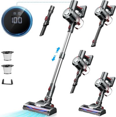 KLiHD Akku Staubsauger Staubsauger Kabellos: 450W/38000Pa mit LED Display Bis zu 55Mins Laufzeit Ant