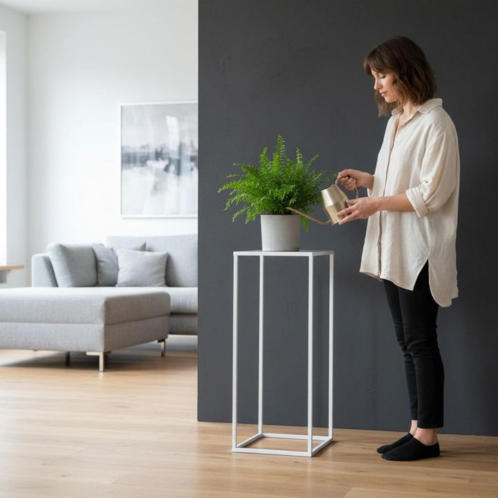 DanDiBo Blumenhocker Metall Weiss Eckig 50-70 cm Blumenständer Beistelltisch 96482 Blumensäule Moder
