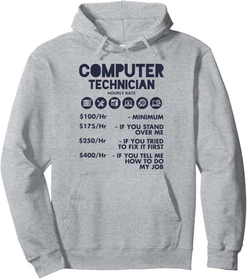 Computer Technician-Stundensatz Funny Repair Tech Pullover Hoodie