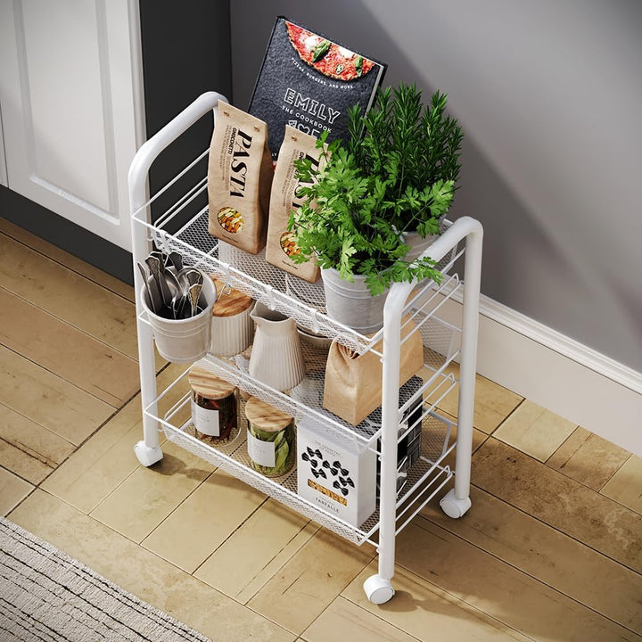 Vicco Rollcontainer Tarro, Weiss, 45 x 64 cm mit 3 Ablagefächern, Weiß
