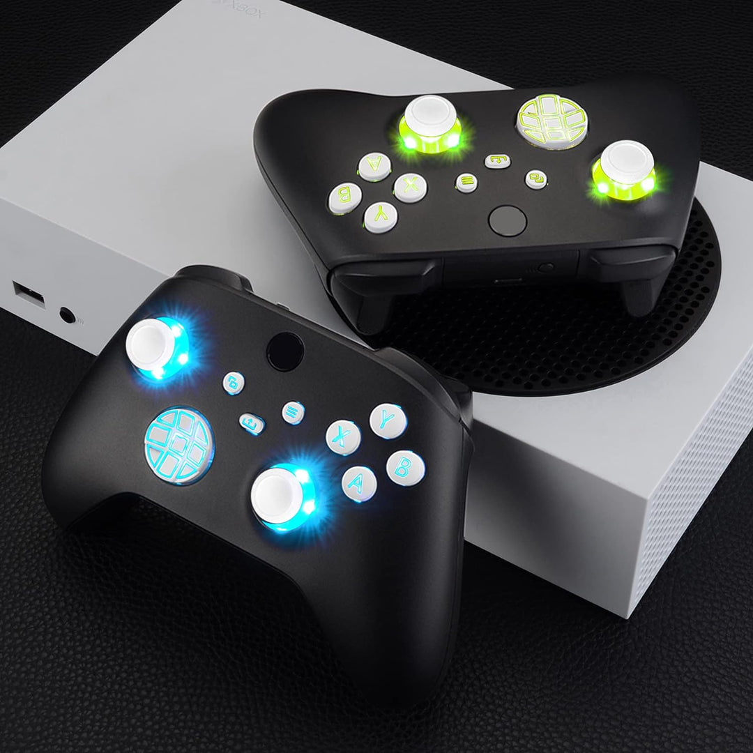 eXtremeRate Leuchttasten für Xbox Series X/S Controller, Custom Ersatz Knöpfe DTF LED Kit Tasten D-p