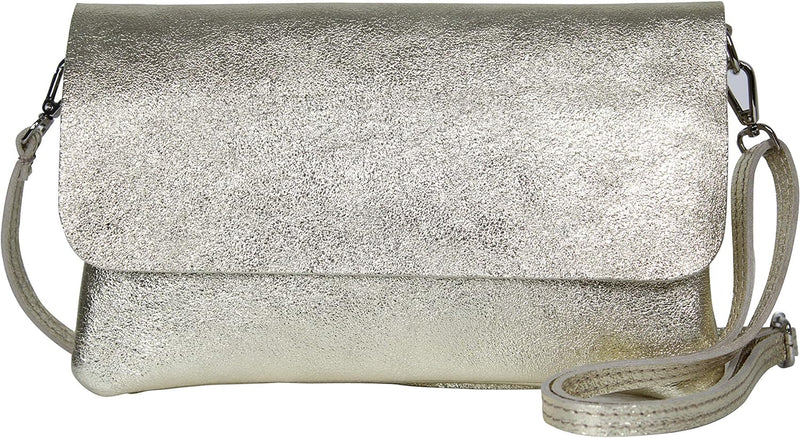 AmbraModa GLX11 - Damen Umhängetasche, Clutch, Handytasche aus echtem Leder mit abnehmbarem und vers