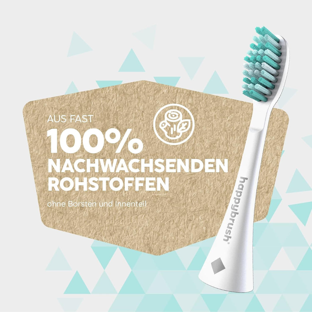 happybrush® Nachhaltige Aufsteckbürsten für elektrische Schall-Zahnbürste Eco VIBE 3 - Weiss/Mint -
