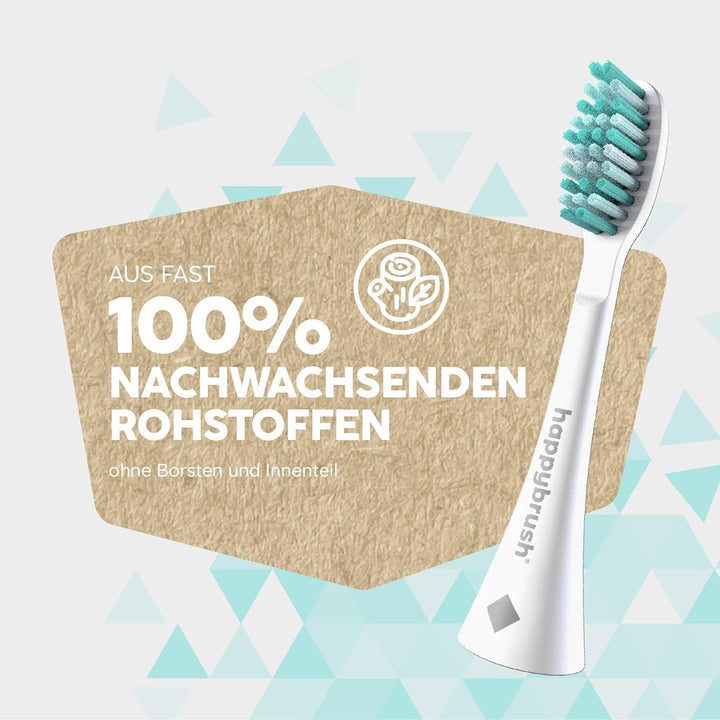 happybrush® Nachhaltige Aufsteckbürsten für elektrische Schall-Zahnbürste Eco VIBE 3 - Weiss/Mint -