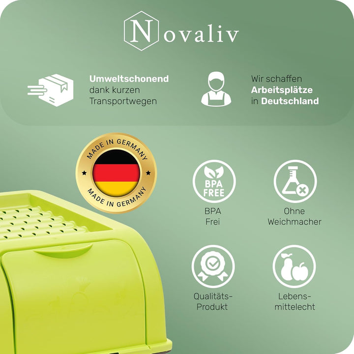 Novaliv Kartoffel Aufbewahrungsboxen Set | 3,5L + 5L + 9L | GRÜN | Kartoffelboxen | Gemüseboxen stap
