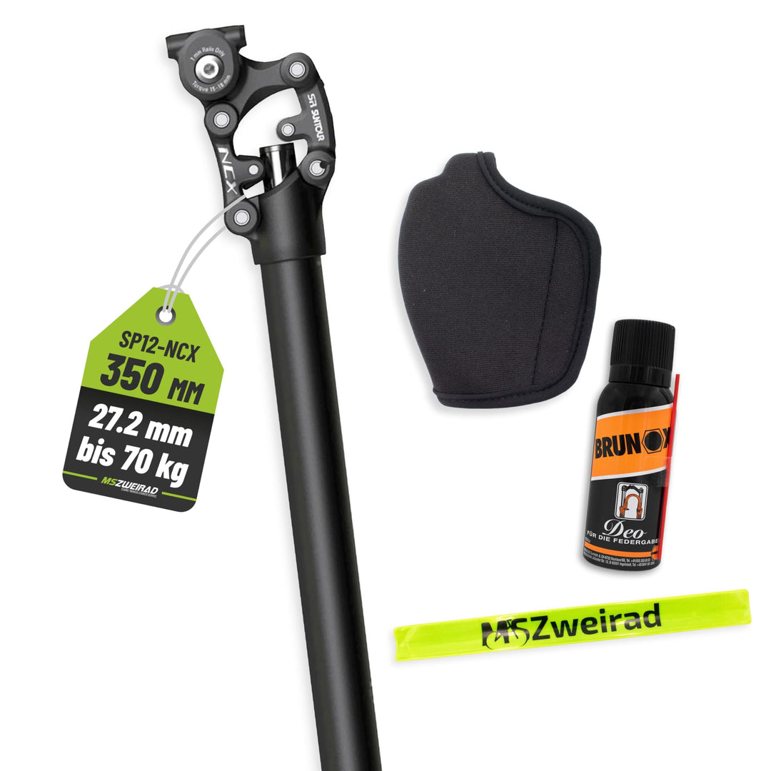 Suntour Parallelogramm Federsattelstütze SP12/17-NCX 27,2mm/ 30,9mm/ 31,6mm, 350mm, 65-95kg, 95-120k