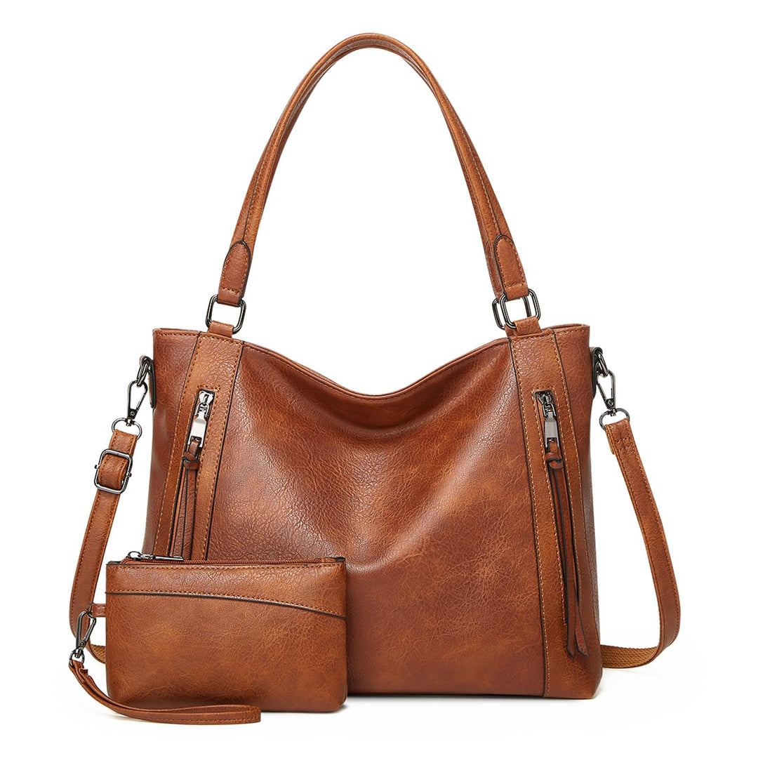 VINBAGGE Damen Handtasche Leder Henkeltasche Top Griff Tasche Vintage Weiches Umhängetasche Schulter