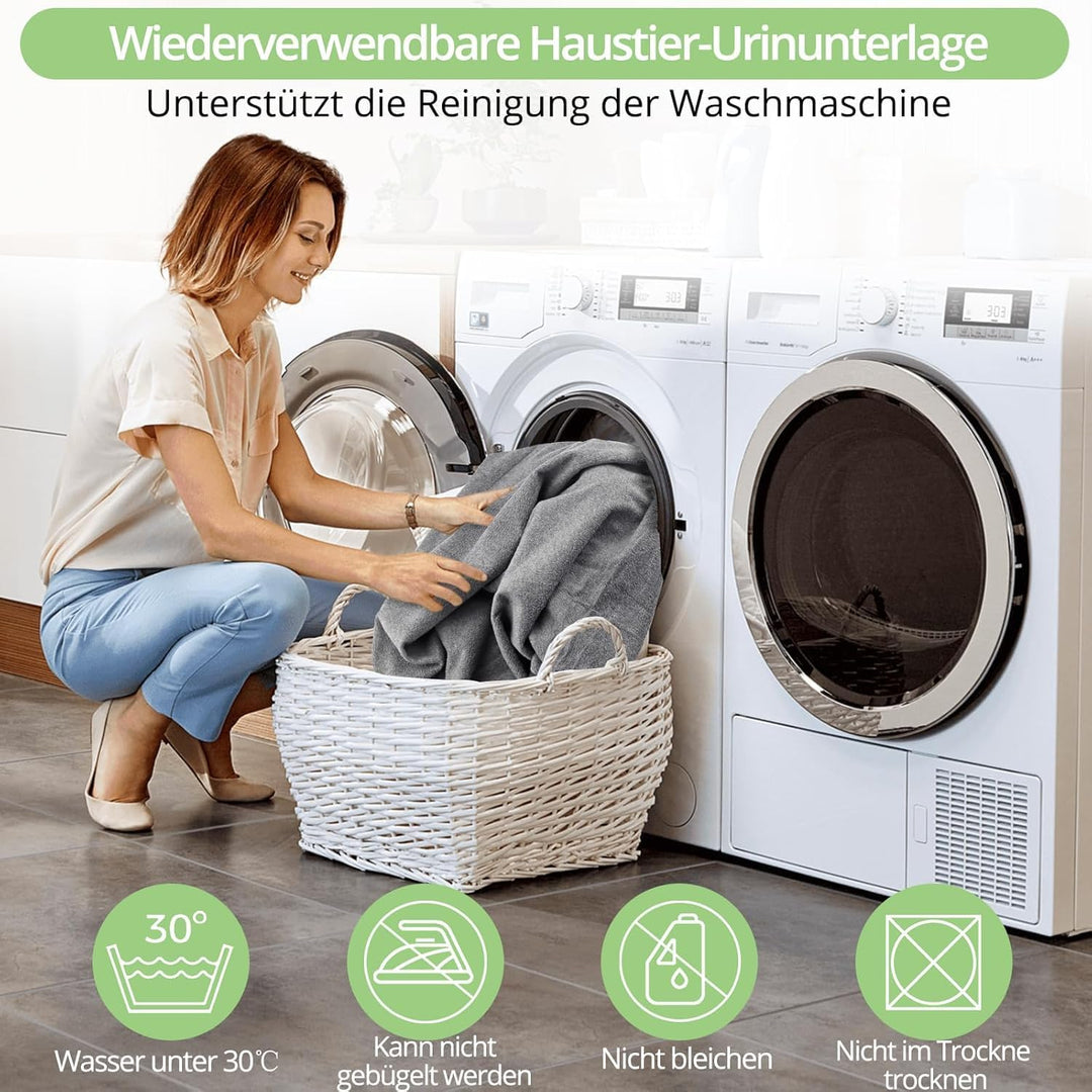 Waschbar Haustier-Urinunterlage, 2X 92*122CM Wiederverwendbare Welpenunterlagen Schnell Absorbierend