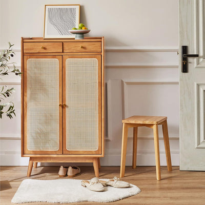 IBUYKE 4er Set Esszimmerhocker, Holzstapelstuhl mit Rutschfester Matte, Stapelhocker für Klassenzimm