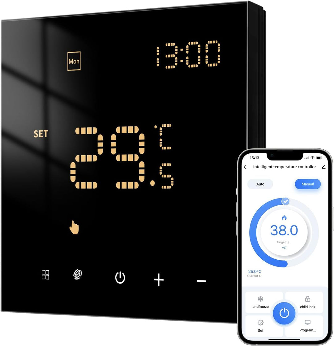Smart WiFi Thermostat für Wasser-Fussbodenheizung und Gasboiler, Programmierbar Raumthermostat Unter
