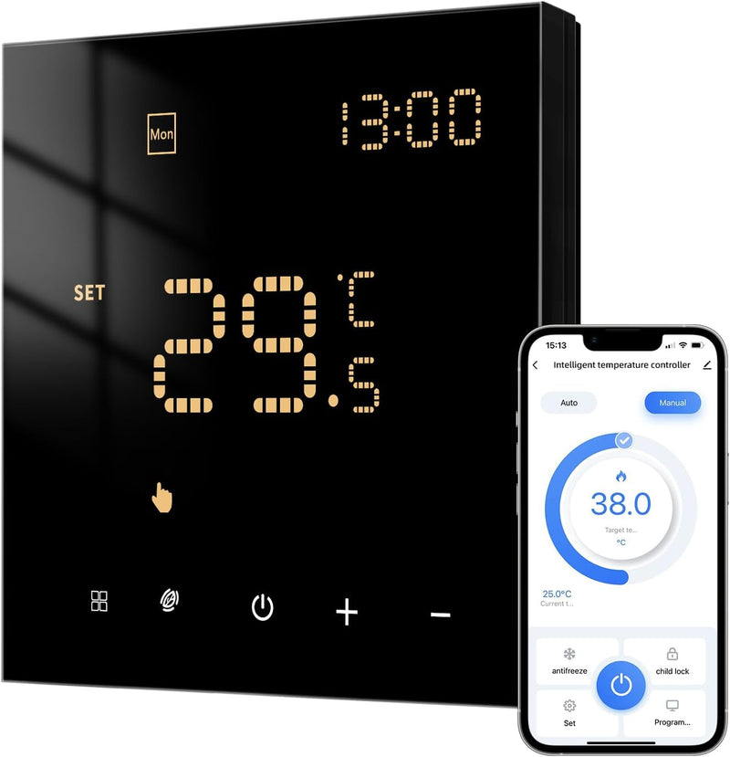Smart WiFi Thermostat Für Wasser Fussbodenheizung und Gasboiler, Programmierbar Raumthermostat Unter