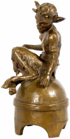 Bronzefigur - Faun/Satyr/Teufel auf Kuppel - signiert von Milo - Moderne Kunst Skulptur - Deko Statu