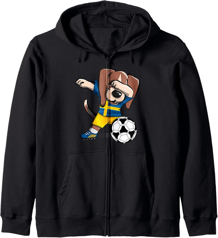 Dabbing Beagle Dog Schweden Fussball - Schwedische Flagge Kapuzenjacke