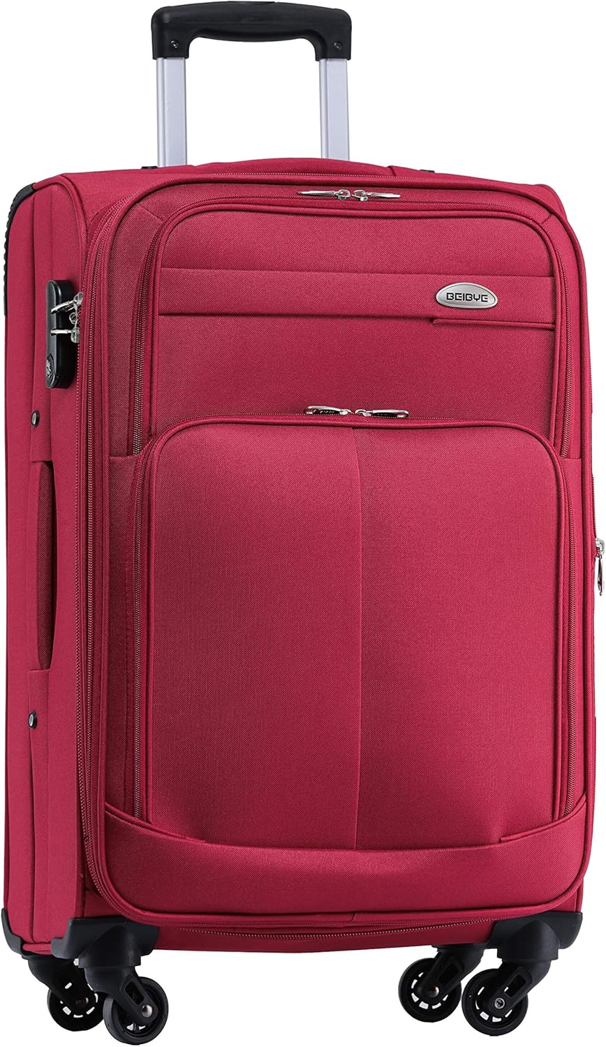 BEIBYE 4 Rollen Reisekoffer 3tlg.Stoffkoffer Handgepäck Kindergepäck Gepäck Koffer Trolley Set-XL-L-