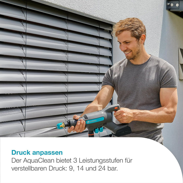 Gardena Akku-Mitteldruckreiniger AquaClean 24/18V P4A Ready-To-Use Set: Akku-Reiniger für den Aussen