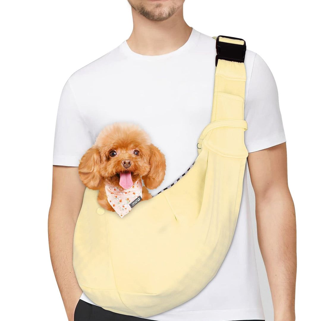 PetLoft Tragetuch Hund, Reversibel Kleine Hundetrage, Einstellbar Pet Tragetuch, Freisprecheinrichtu