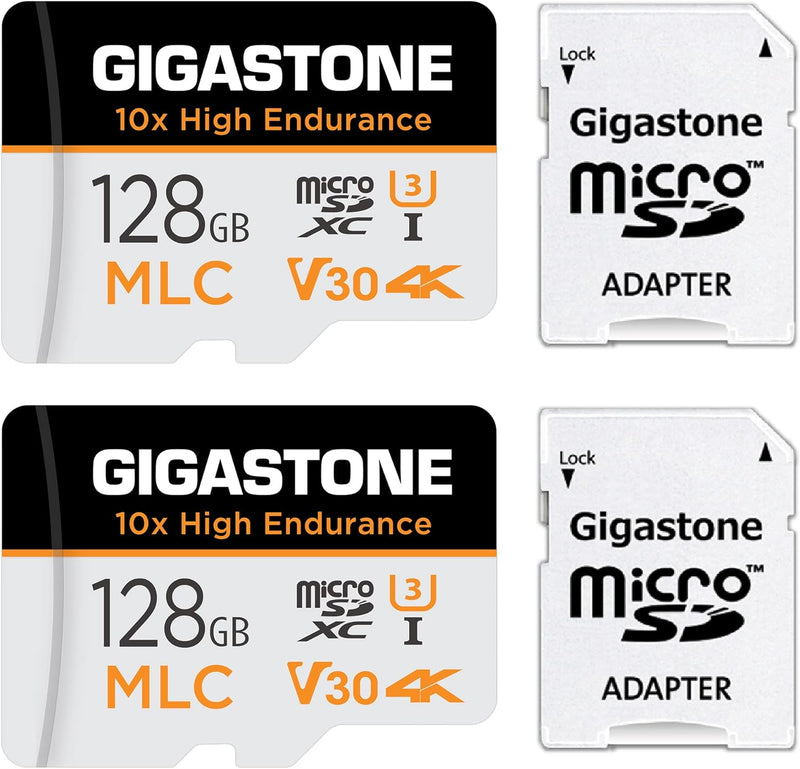 [10x High Endurance] Gigastone MLC 128GB 2er-Pack Industrial MicroSDXC Karte mit Adapter,100/80 MB/s