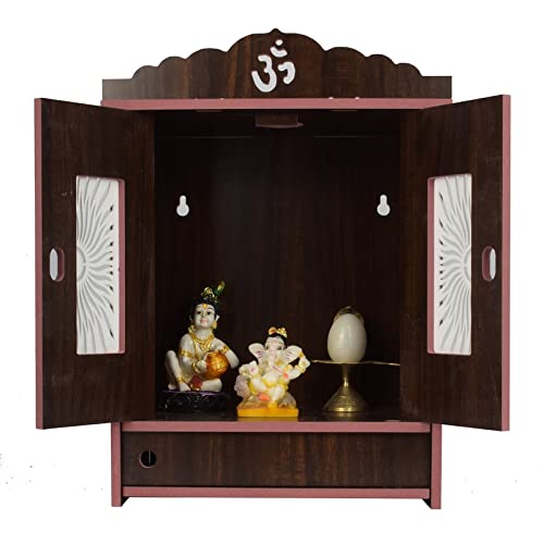 CrazyInk Crazyink-512 Puja-Tempel aus Holz, zum Aufhängen, für Zuhause, für Pooja-Zimmer, Mandirholz