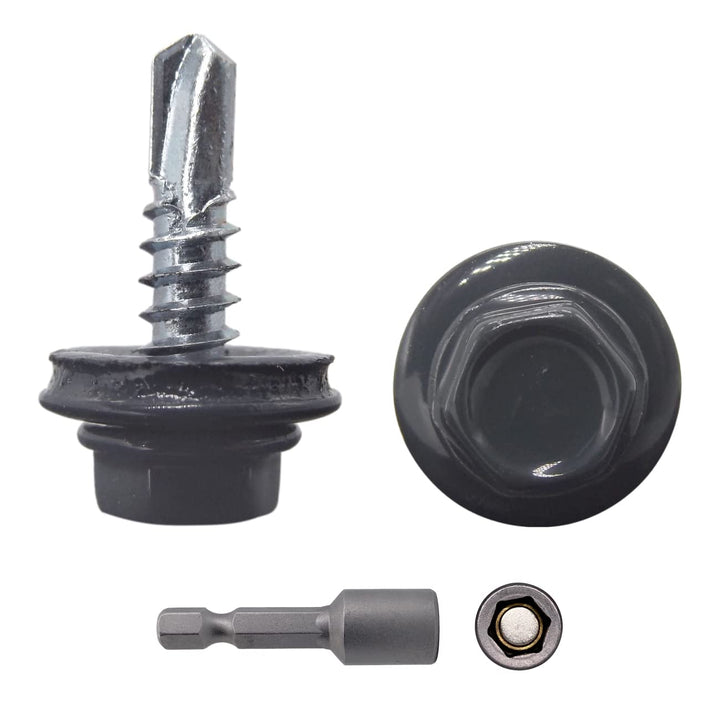 Marcopol (300 Stück) Metall-Dachschrauben 4,8 x 19 mm selbstbohrende Schrauben mit EPDM-Unterlegsche