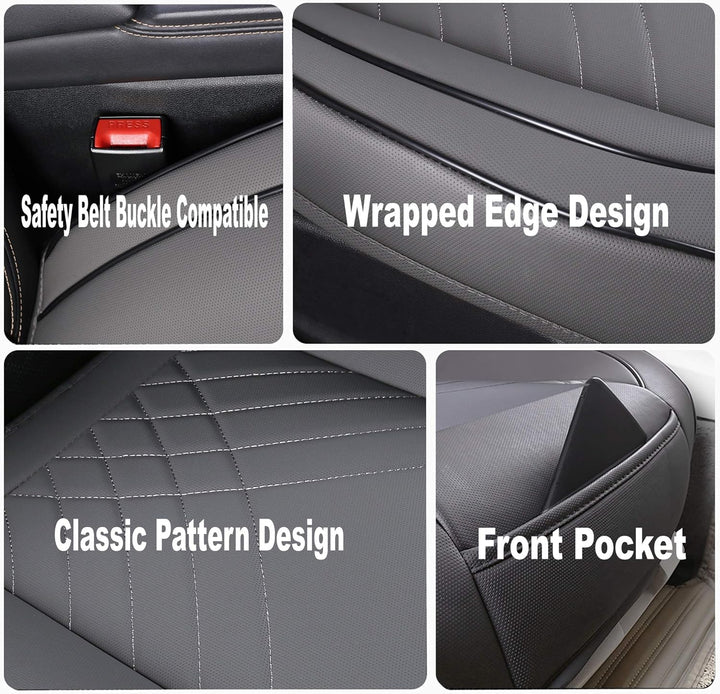 kingphenix Premium-PU-Autositzbezug, Vordersitzschutz, funktioniert mit 95% Aller Fahrzeuge, gepolst