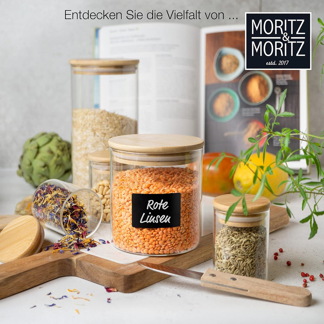 Moritz &amp; Moritz 6x Vorratsgläser mit Deckel Set 2x 1500 ml 2x 750 ml, 2x 500 ml – 6x Vorratsdosen Gl