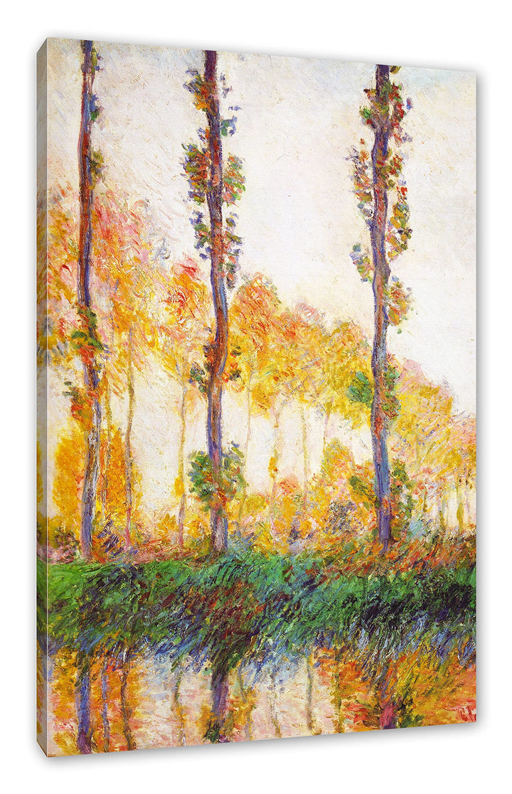 Claude Monet - Pappeln im Herbst als Leinwandbild / Grösse: 100x70 cm / Wandbild / Kunstdruck / fert