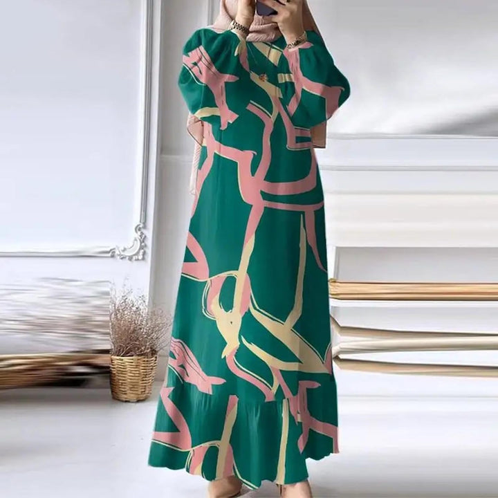 Muslimische Kleider Festlich Kleid, Gebetskleidung, lässiger Kaftan Weihnachtskleid Damen (Green, M)