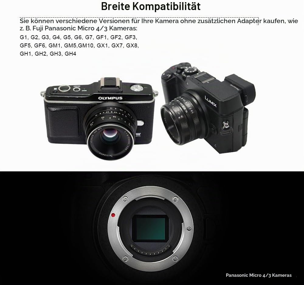 7artisans 25mm F1.8 Manueller Fokus Prime Fixiertes Objektiv für Olympus Micro Four Thirds MFT m4/3