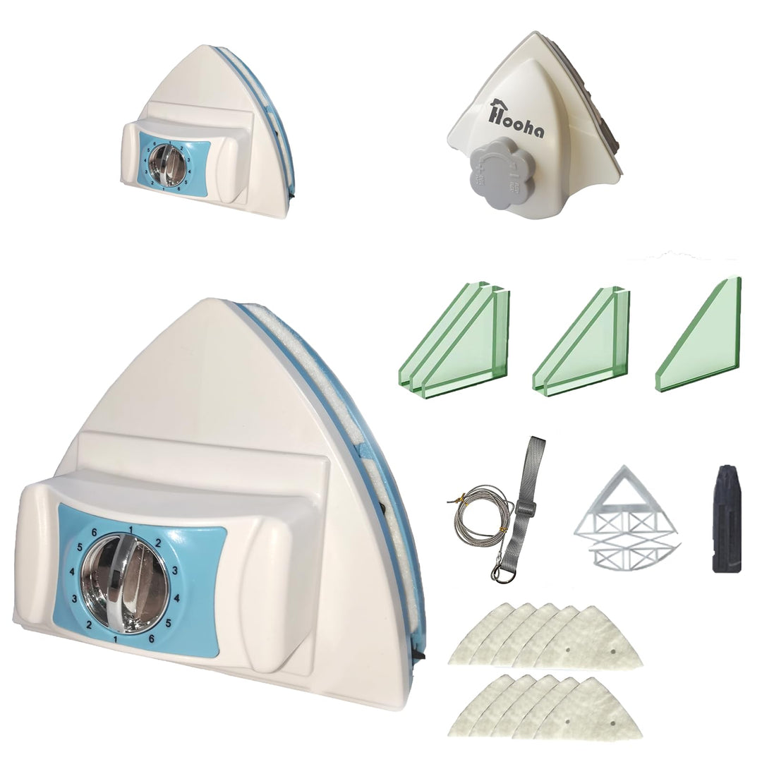 Hooha Fensterputzer Magnetisch 3-26mm 5-Gang Einstellbar /8-40mm 6-Gang Einstellbar，mit 2.5m Fallsch