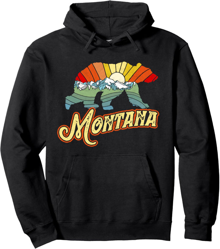 Montana Grizzly Bear Nature & Mountains Graphic Pullover Hoodie