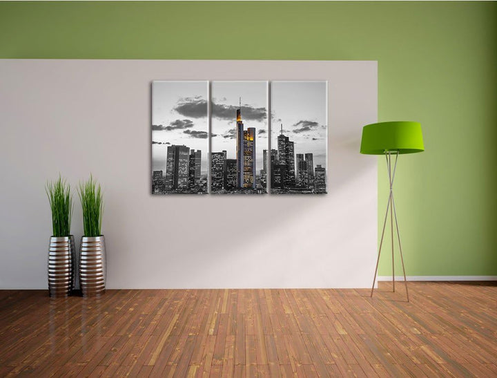 beeindruckende Wolkenkratzer schwarz/weiss auf 3-Teiler Leinwandbild 120x80 Bild auf Leinwand, XXL r