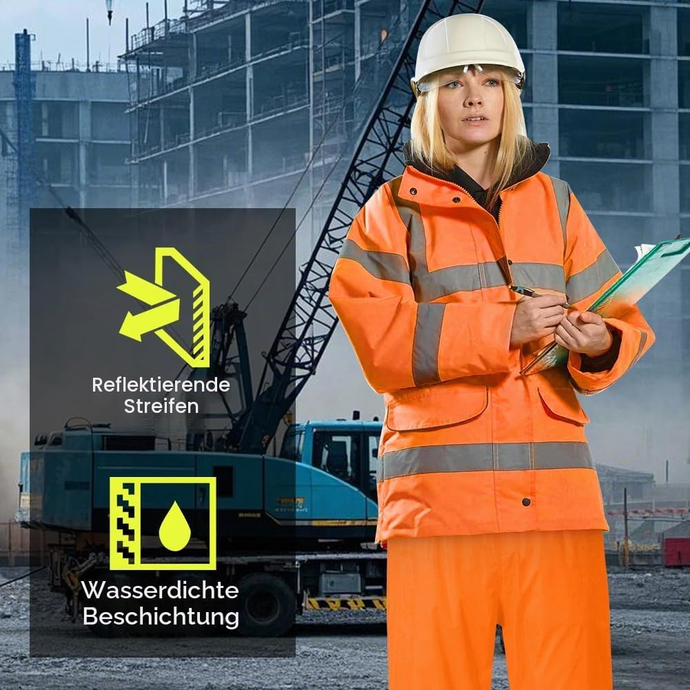 Leichte Regenhosen Herren Damen Orange/Regen Warnschutzhose Winddichte Outdoorhose für Fahrrad Trekk