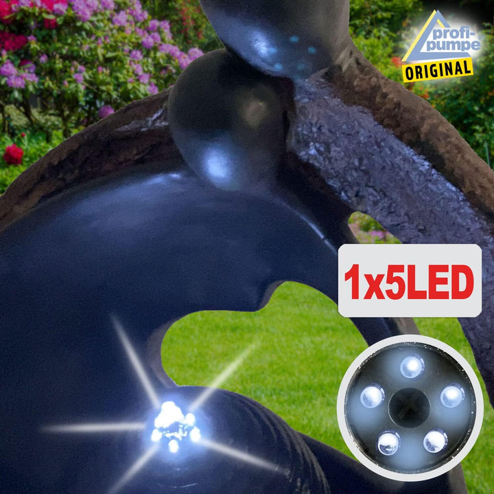 Solar Gartenbrunnen Brunnen Zierbrunnen Zimmerbrunnen Springbrunnen Brunnen mit LED-Licht, Wasserfal